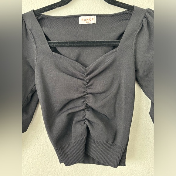 Petal & Pup, Black Ribbed Blouse, Small - Picture 3 of 4